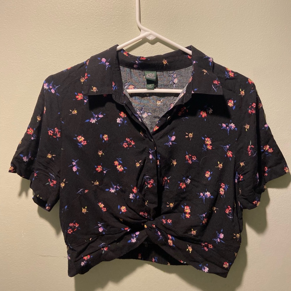 Floral button down top